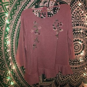 Super Soft Lauren Conrad Blush Embroidered Shirt